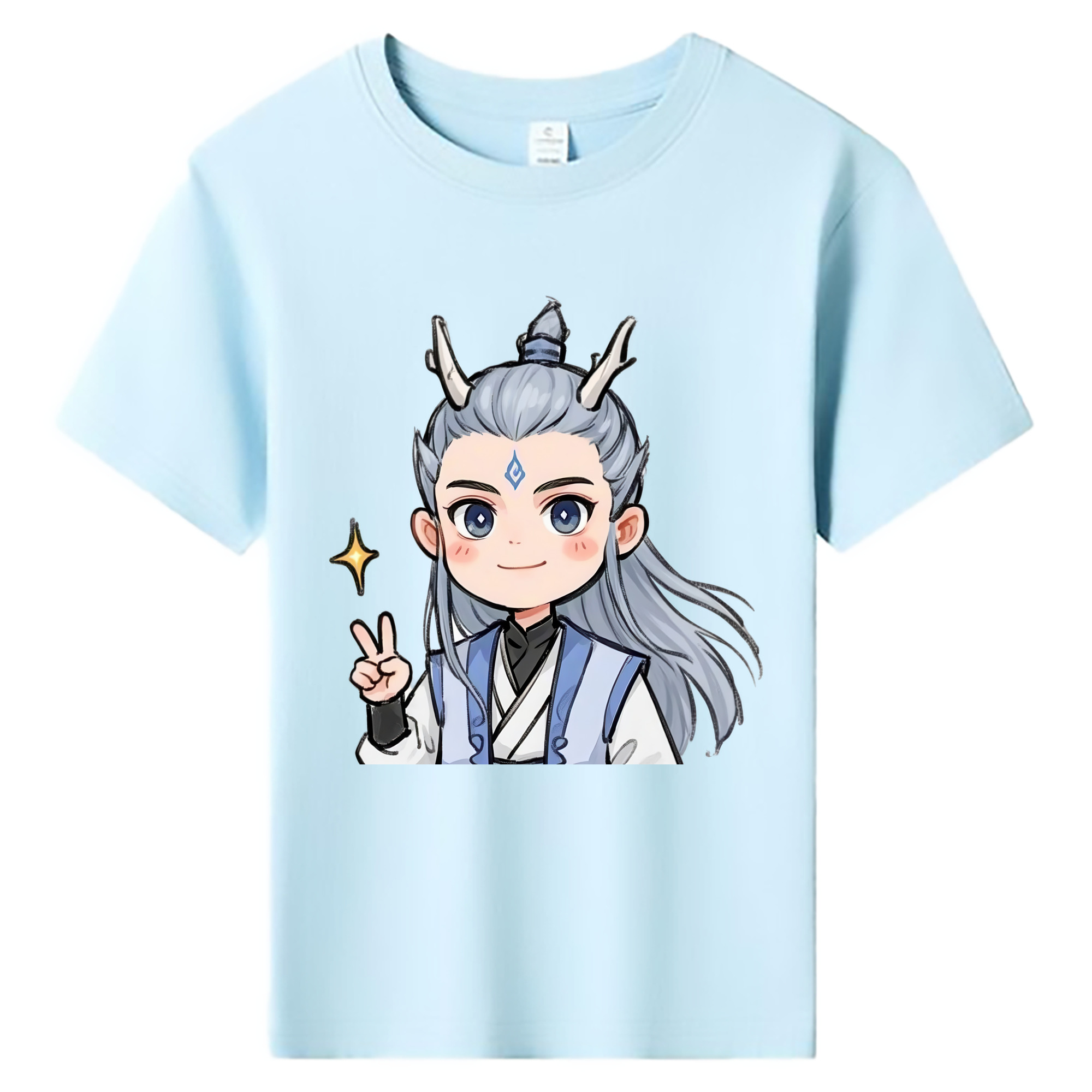 （画像用） Ne Zha 2 ナタ 魔童の大暴れ 綿100％キッズTシャツ（フロントプリント）